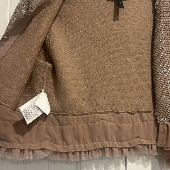 BCBGMaxazria Tan Marin Sequins Shrug Jacket Women’s Size Small - Picture 4 of 7